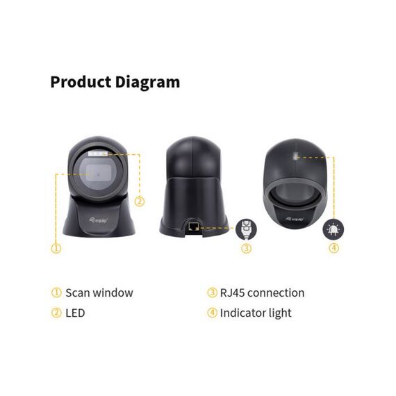 Equip 351027 Black USB 2D CMOS Desktop Barcode Scanner
