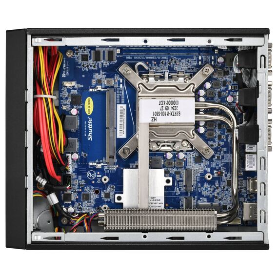 Shuttle XPC slim XH810 open interior showing motherboard and cooling assembly