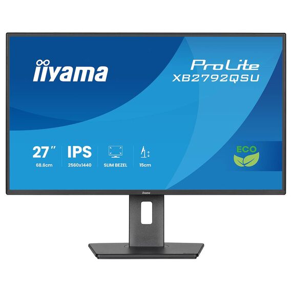 iiyama ProLite XB2792QSU-B1 27 inch IPS QHD 120 Hz office monitor, front view