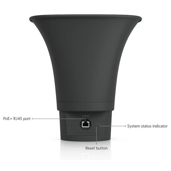 Ubiquiti UniFi AI Horn Speaker Black, underside connector and control diagram