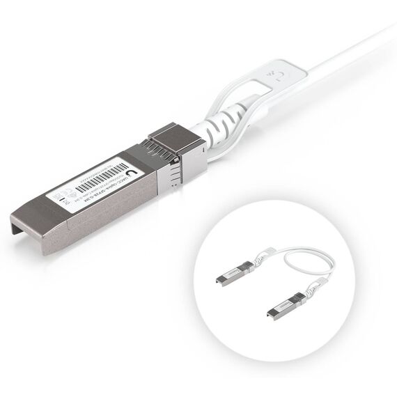 Ubiquiti Uplink Cable 0.3 m connector close-up and inset of one complete cable