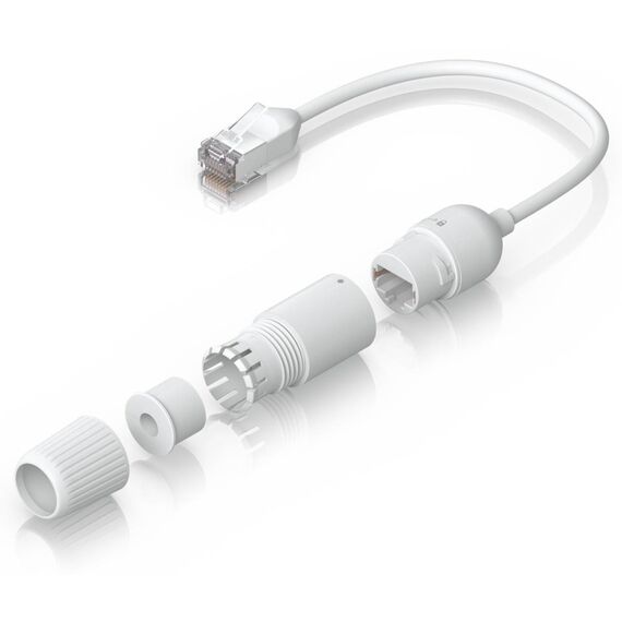 Ubiquiti Easy Cable 2-Pack: representative single extension lead with waterproof cap assembly opened to show the female RJ45 socket