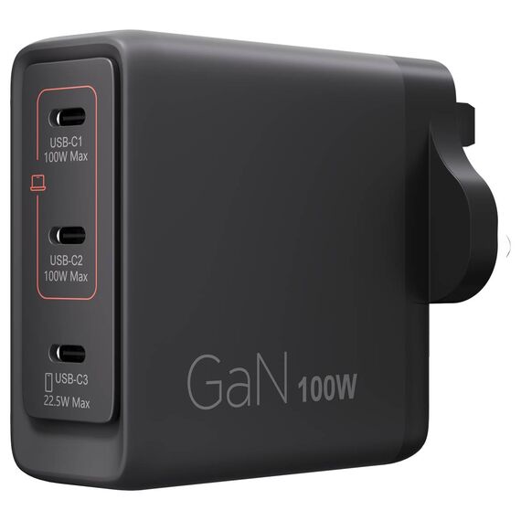 Lenovo Multi-port USB-C 100W GaN Charger Black UK 40AW100BUK