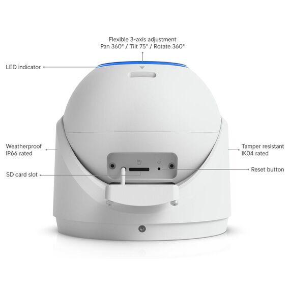 Ubiquiti G6 Pro Turret White rear service and manual aiming diagram