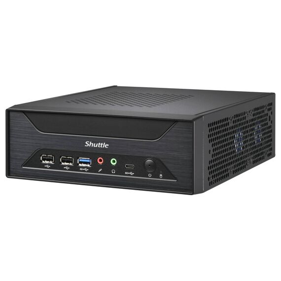 Shuttle XPC slim XH810 black barebone, front angled view