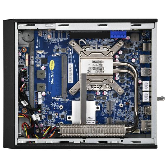 Shuttle XPC slim XB860G2 barebone mini PC, top-open interior view; CPU, RAM, storage and cards not included