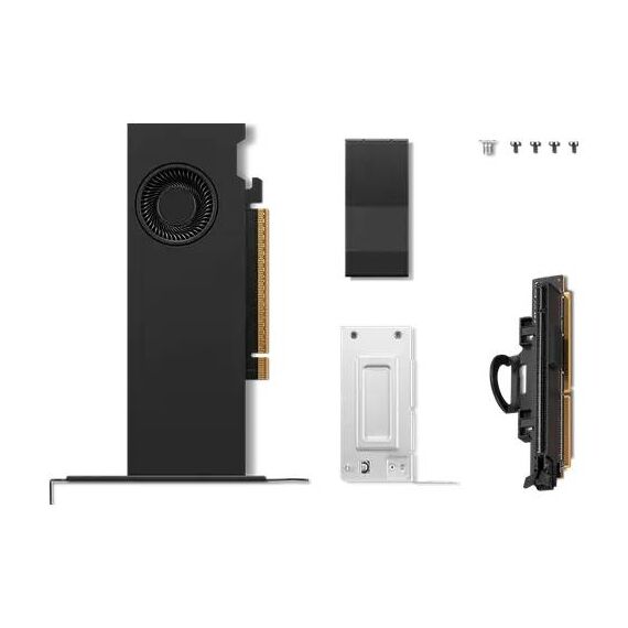 Lenovo 4X61T95638 manufacturer kit photo with graphics card, brackets, screws and riser