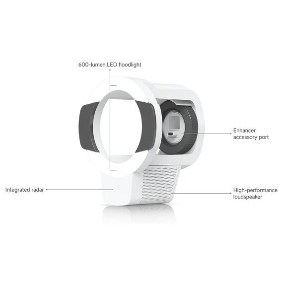White AI Enhancer floodlight, radar and speaker features; camera sold separately