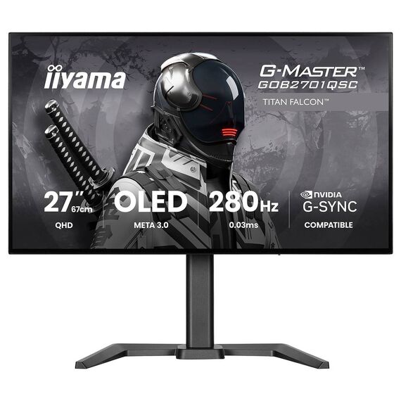 iiyama GOB2701QSC-B1 Titan Falcon Tandem OLED QHD 280 Hz gaming monitor, front view