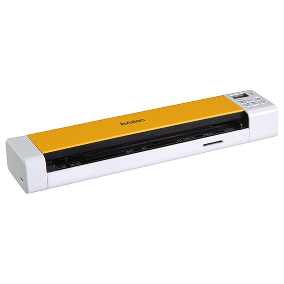 Avision MetaMobile 20 opposite angled view with microSD slot and compact portable body, official manufacturer image
