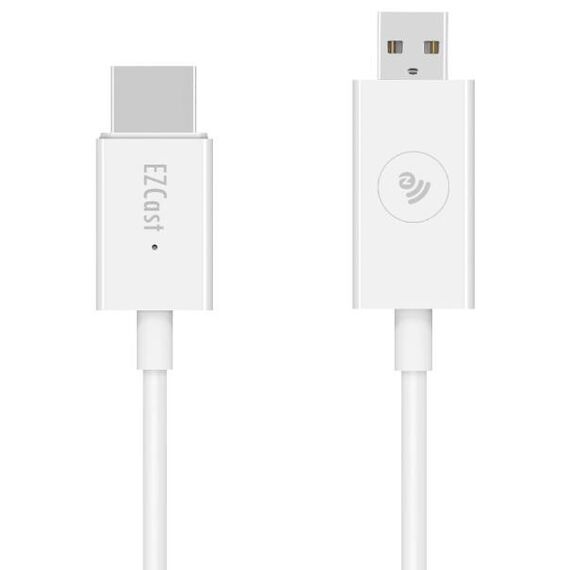 Manufacturer image of one white Acer AOPEN EZCast CS2 receiver assembly, showing its HDMI and USB-A power ends