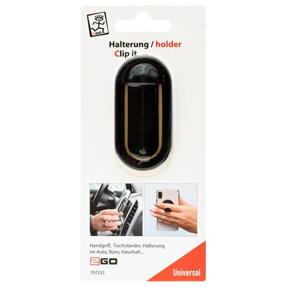 Retail package for 2GO Clip it 797223; one holder, phone and car not included