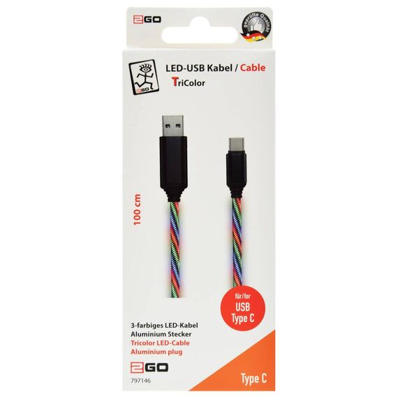 2GO 797146 USB Type-C cable retail package, marked 100 cm