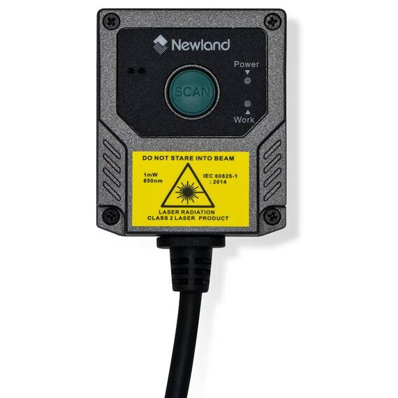 Newland FM430 Barracuda scan button, indicators and Class 2 laser label