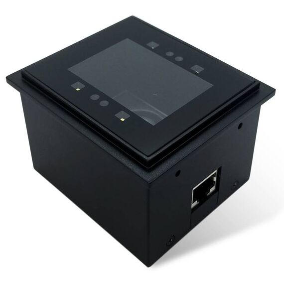 Newland FM3056 Grouper fixed-mount barcode reader, black housing and flush glass scan window