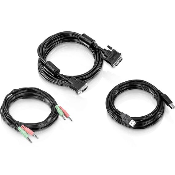 TRENDnet TK-CD15 15-foot DVI-I USB and Audio KVM Cable Kit, Black