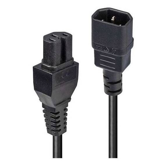 Lindy 30401 Black 1m IEC C14 Male to IEC C15 Female Mains Extension Cable