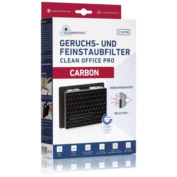 CleanOffice PRO CARBON Black Laser Printer Exhaust Filter 150 x 120 mm Pack of 2