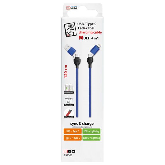 Retail package for the exact 2GO 797368 blue 120 cm cable