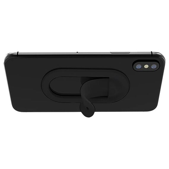 2GO Clip it used as a landscape desk stand; phone not included