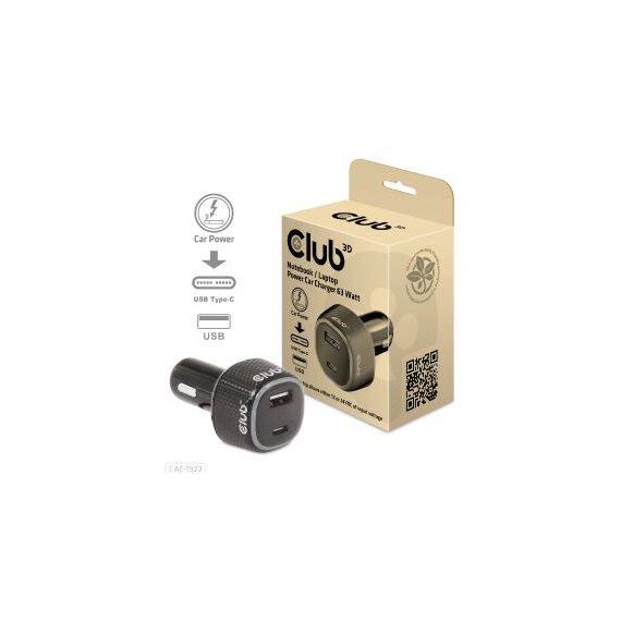 Club 3D CAC-1922 Black 63W USB-C and USB-A Car Charger