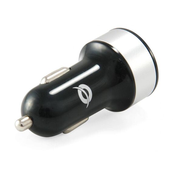 Conceptronic CUSBCAR2A Dual USB-A Car Charger, Black with Silver Trim