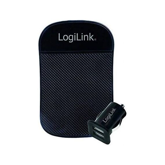 LogiLink PA0204 Black USB Car Charger Kit with Anti-Slip Mat