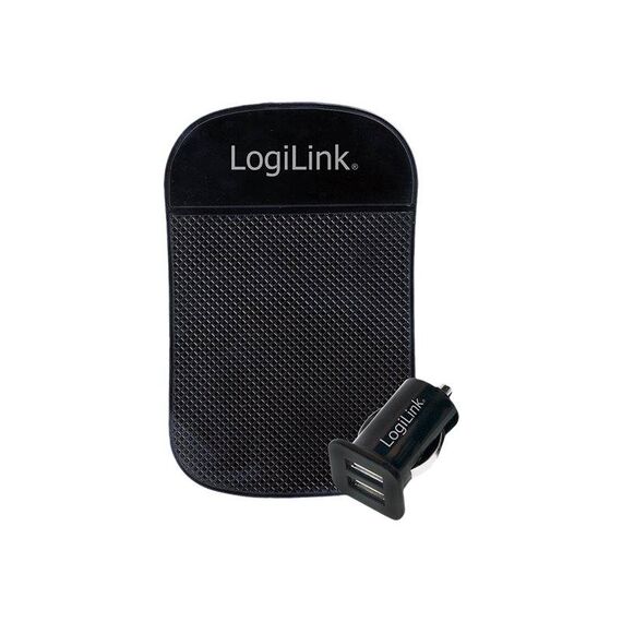 LogiLink PA0204 Black USB Car Charger Kit with Anti-Slip Mat