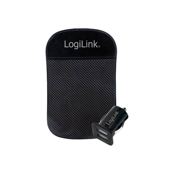 LogiLink PA0204 Black USB Car Charger Kit with Anti-Slip Mat