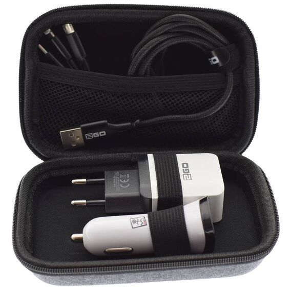 2GO 797206 set in open zip case with included chargers and cable (distributor image)