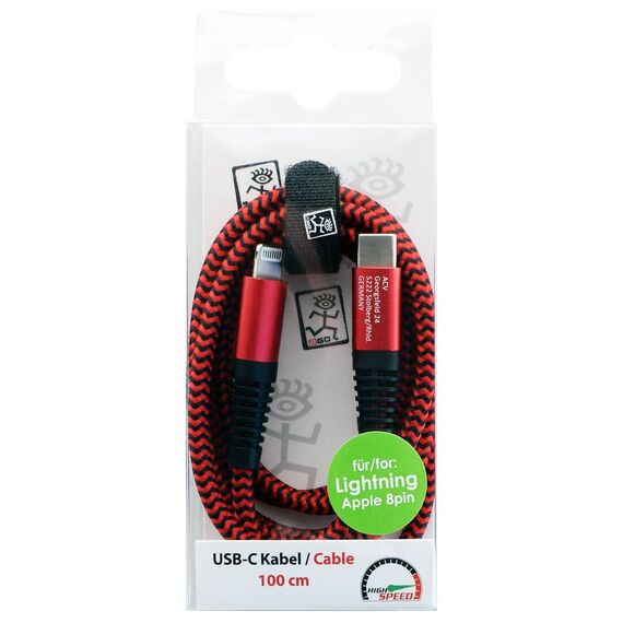 2GO 797197 retail package for the red 100 cm USB-C to Lightning cable