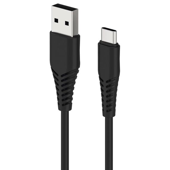 2GO 797281 black USB-A to USB-C cable with reinforced strain relief at both connectors