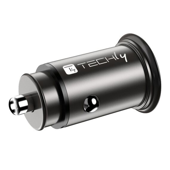 Techly IUSB2-CAR5-AC38W Black Metal USB-A USB-C PD Car Charger