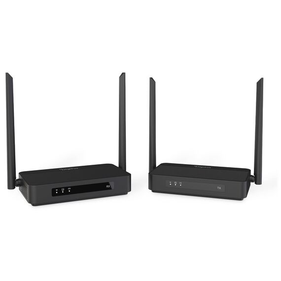 DIGITUS DS-55360 transmitter and receiver, angled front view with antennas extended