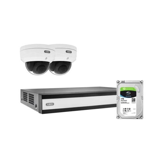 ABUS TVVR36423D PoE Kit Two White Mini Dome Cameras NVR and 1TB HDD