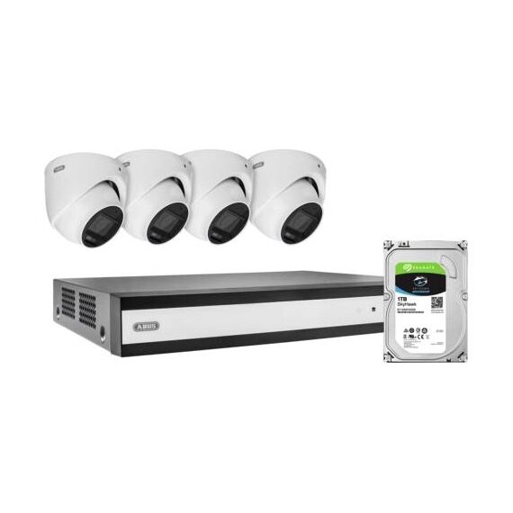 ABUS TVVR33843D Hybrid CCTV Kit 4 5MP Mini Dome Cameras 1TB HDD