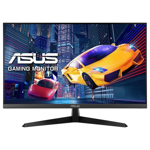 ASUS VY279HG2 monitor, front view with stand and illustrative game artwork